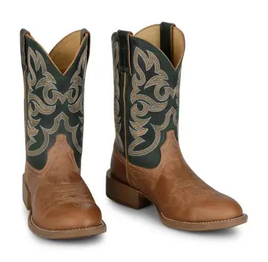 Justin® Men's Chestnut Tan/Green Jasper Round Toe Boots - Brands
