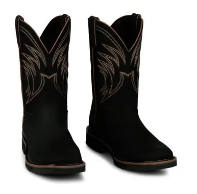 Justin® Men's Black Widowmaker WP Square Toe Work Boots - Brands