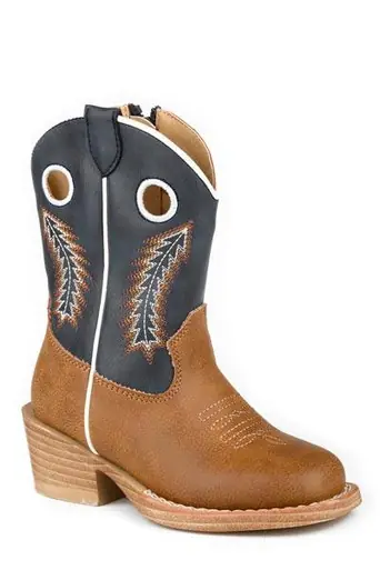 Roper® Toddler Tan/Navy Faux Leather Cowboy Boots - Brands