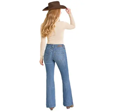 Rock & Roll Denim® Ladies' Medium Wash Double Button Trouser Jeans