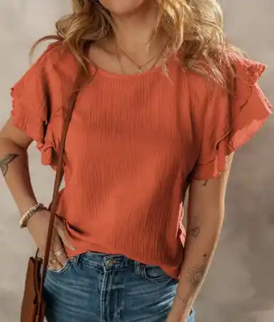 Dear-Lover® Ladies' S/S Crinkled Cotton Gauze Blouse