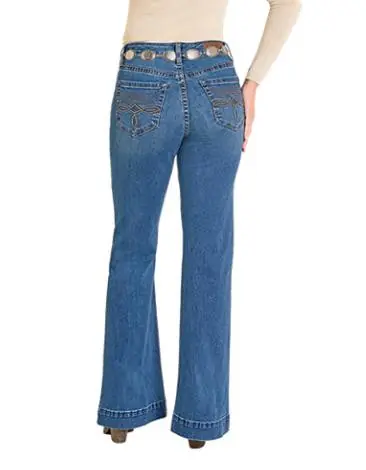 Rock & Roll Denim® Ladies' Raised BootStitch HR Medium Wash Trouser Jeans