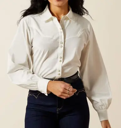 Ariat® Ladies' L/S White Alyssum Jolie Western Snap Shirt