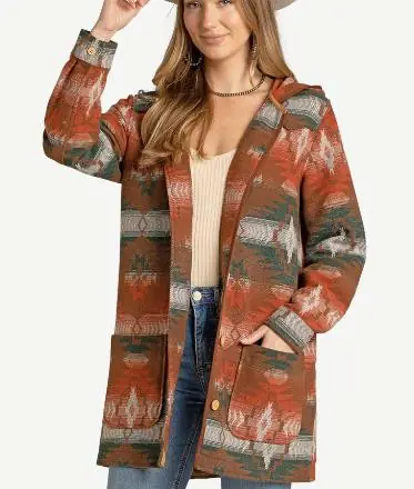 Rock & Roll Denim® Ladies' Aztec Jacquard Coat with Hood