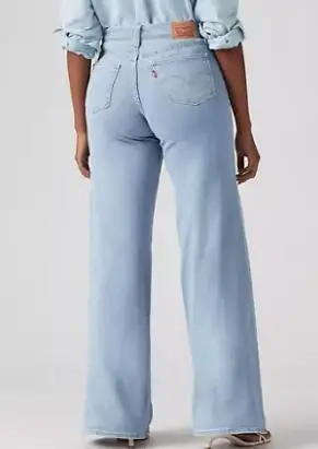 Levi's® Ladies' 318 Shaping Wide Leg Jeans in Tall Glass of Water Light Wash