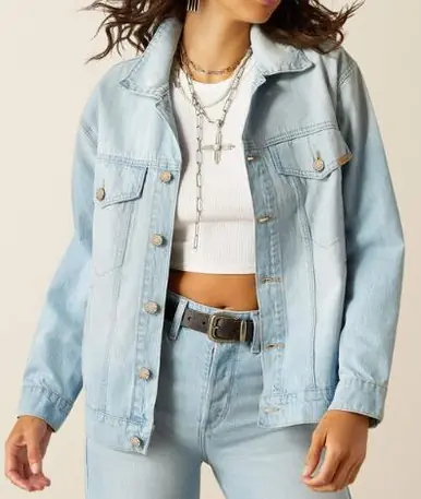 Ariat® Ladies' Light Wash Over Sized Denim Trucker Jacket - Brands