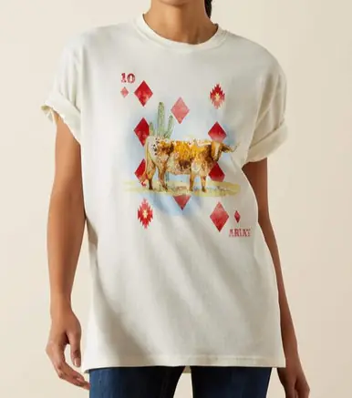 Ariat® Ladies' S/S Papyrus Aces Longhorn T-Shirt