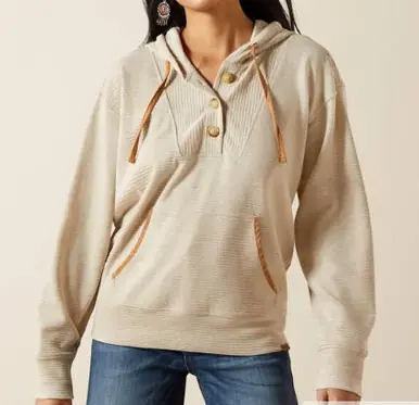 Ariat® Ladies' Oatmeal Heater Ottoman Button Hoodie - Brands