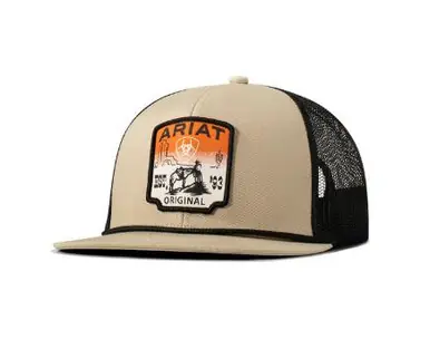 Ariat® Khaki/Black Desert Scene Patch Flatbill Cap - Brands
