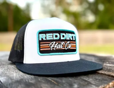 Red Dirt Hat Co® Black/White Between the Lines Flat Bill Cap - Brands