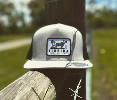 Florida Legacy® Grey/Black Silver Belly/FL Cattle Flat Bill Cap - Hats