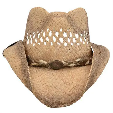 Alamo® South Texas Rustic Raffia Hondo Crown Straw Hat - Hats
