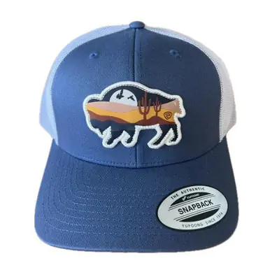 Rock & Roll Denim® Light Navy Buffalo/Desert Scene Patch Cap - Hats