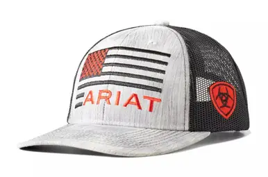 Ariat® Youth Grey/Black American Flag Snapback Cap - Brands