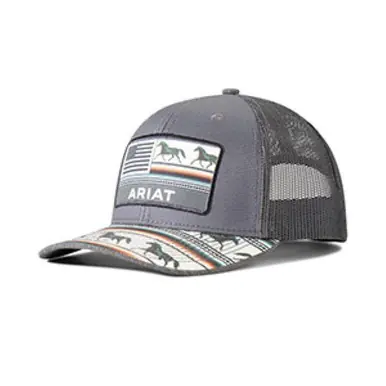 Ariat® Ladies' Grey with Aztec Horses/Flag Cap - Brands