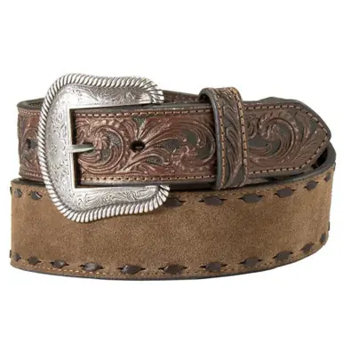 Nocona® Men's Brown/Tan Tapered Roughout Buck Laced Belt - Brands