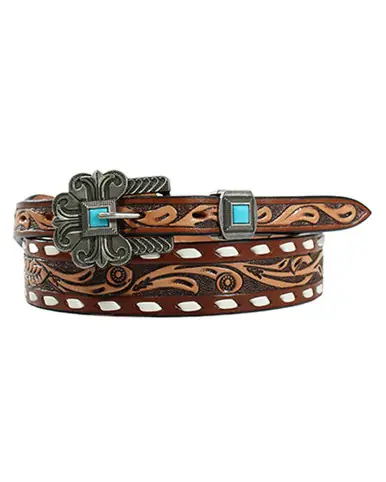 Angel Ranch® Ladies' Tapered Floral/Buck Lace Brown Belt - Accessories