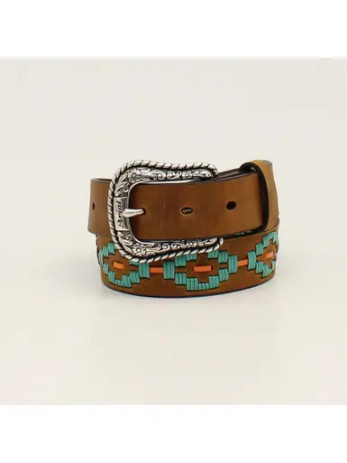 SALE Ariat® Girls' Brown Southwestern Laced Leather Belt - Sale Barn