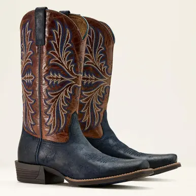 SALE Ariat® Men's Hustler Midnight Blue Suede Cutter Toe Boots - Sale Barn