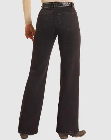 SALE Rock & Roll Denim® Ladies' Black HR Relaxed Flare Jeans - Sale Barn