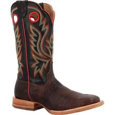 SALE Durango® Men's PRCA Chestnut/Black Shrunken Bullhide Square Toe Boots - Brands