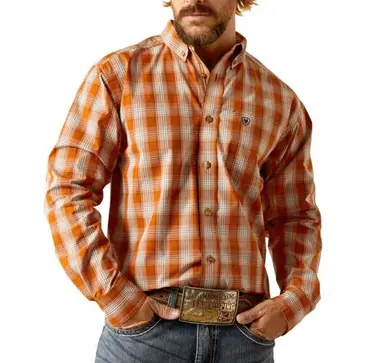 SALE Ariat® Men's L/S Rust Plaid Julius Classic Fit Button Shirt - Sale Barn