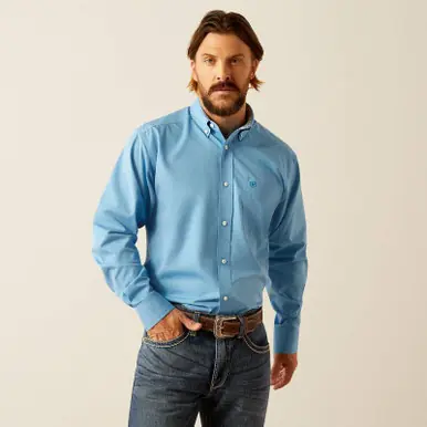 SALE Ariat® Men's L/S Solid Blue WF Classic Fit Button Shirt - Sale Barn