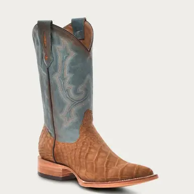 SALE Corral® Men's Worn Saddle Alligator/Blue Wide Square Toe Boots - Sale Barn