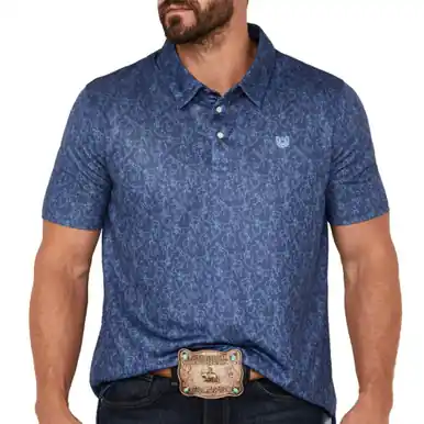 SALE Panhandle® Men's S/S Blue Snap Bullrider Polo - Sale Barn