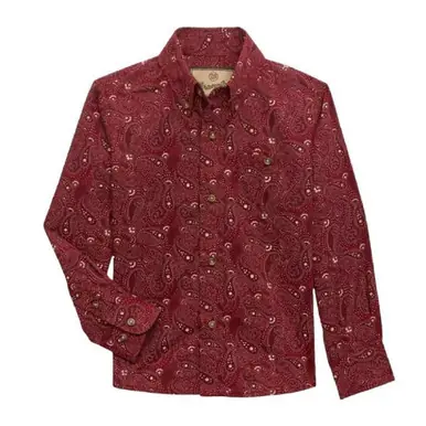 SALE Wrangler® Men's L/S Burgundy Paisley Relaxed Button Shirt - Sale Barn