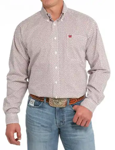 SALE Cinch® Men's L/S White/Red/Black Card Game Print Button Shirt - Sale Barn