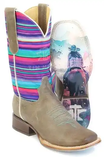 SALE Tin Haul® Ladies' Tan/Sunset Serape Square Toe Boots - Sale Barn