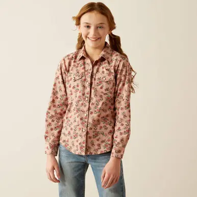 SALE Ariat® Girls' L/S Flowers n' Horseshoes Print Snap Shirt - Sale Barn