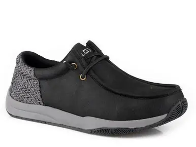 SALE Roper® Men's Black Faux Leather/Grey Tweed Casual Shoes - Sale Barn