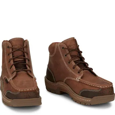 SALE Justin® Men's Barley Brown Corbett 5" WP Alloy Toe Met Guard Work Boots - Sale Barn