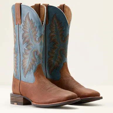 SALE Ariat® Men's Wicker Brown/Blue Hudson Square Toe Boots - Sale Barn