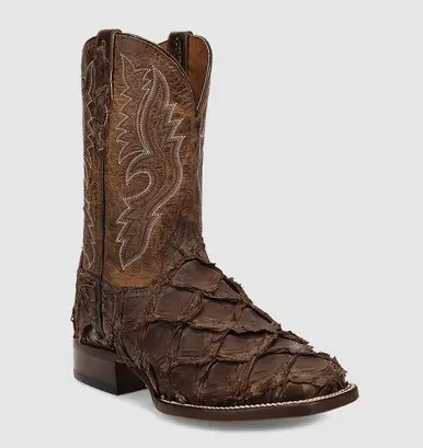 SALE Dan Post® Men's Brown Pirarucu Square Toe Boots - Sale Barn