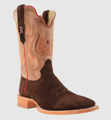 SALE R. Watson® Men's Chocolate Roughout/Almond Square Toe Boots - Sale Barn