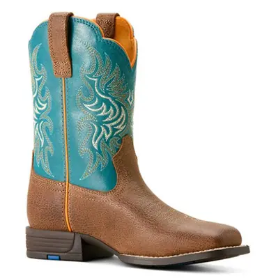 SALE Ariat® Youth Toasty Tan/Teal Outrider Square Toe Boots - Sale Barn