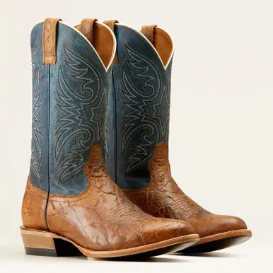 SALE Ariat® Men's Smokehouse/Ocean Blue Bankroll Almond Toe Boots - Sale Barn