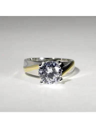 R.S. Covenant® Brass/Rhodium Plated Solitaire Cubic Zirconia Ring - Accessories