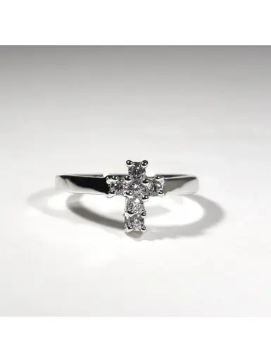 R.S. Covenant® Brass/Rhodium Band with Cubic Zirconia Cross Ring - Accessories