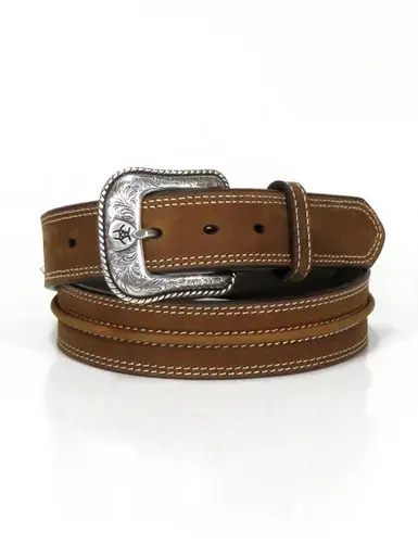 Ariat® Men's 1 1/2" Brown Center Bump Leather Belt - Accessories