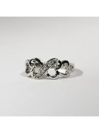 R.S. Covenant® Brass/Rhodium CZ Four Mini Heart Ring - Accessories