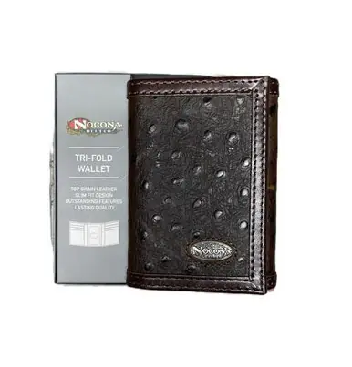 Nocona® Men's Deep Brown Tri-fold Vintage Ostrich Wallet