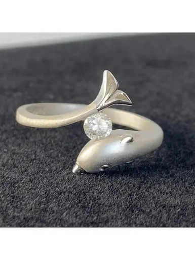 R.S. Covenant® Ladies' Brass/Rhodium/CZ Dolphin Ring - Accessories