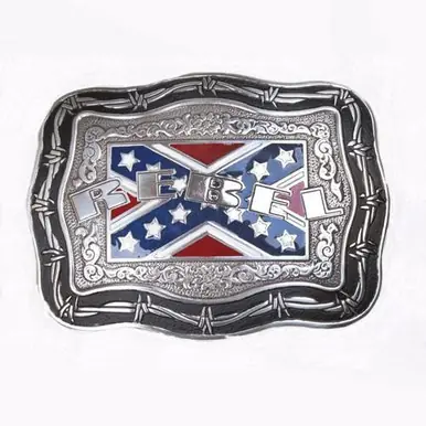 Crumrine® Barbed Wire/Rebel Flag Western Belt Buckle - Accessories