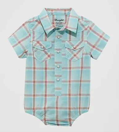 Wrangler® Baby Boys' S/S Blue/Red Plaid Snap Onesie - Brands