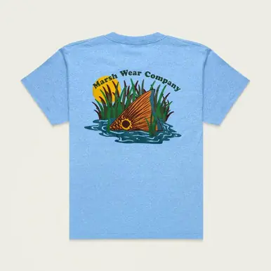 Marsh Wear® Boys' S/S Light Blue Heather Heritage Red T-Shirt