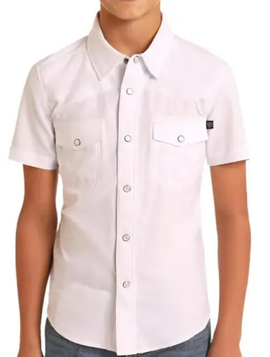 Rock & Roll Denim® Boys' S/S Solid Tek Snap Shirt - Kids